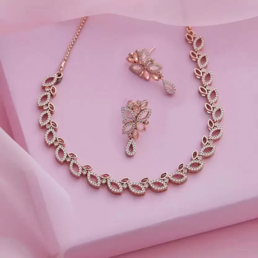 Brass Gold-plated Rose Gold Jewel Set